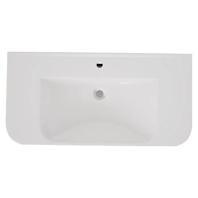 VitrA Sento Badmöbel-Set Sento - 98 cm, Anthrazit, Griffmulde - Weißes Waschbecken mit integriertem Becken, Hahnloch und Überlauf.