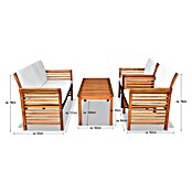 Sunfun Conjunto de muebles México (4 pzs., Madera de acacia, Marrón/Antracita) | BAUHAUS