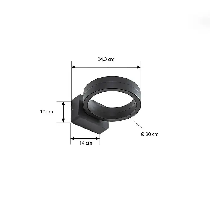 Lindby Außenwandleuchte Selviro - 24,3 x 20 x 10 cm, schwarz, schwarz, IP65