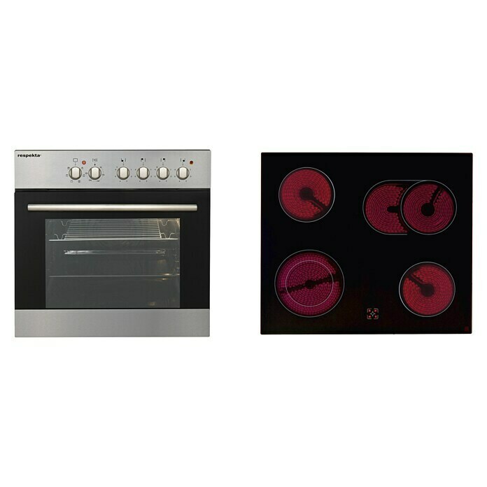 Respekta Premium Küchenzeile RP240WWCBO (Breite: 240 cm, Mit Elektrogeräten, Weiß Hochglanz)