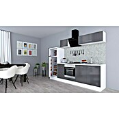 Respekta Premium Composición de cocina (Ancho: 270 cm, Con dispositivos eléctricos, Gris de alto brillo)