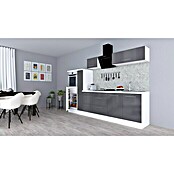 Respekta Premium Composición de cocina (Ancho: 300 cm, Con dispositivos eléctricos, Gris de alto brillo)