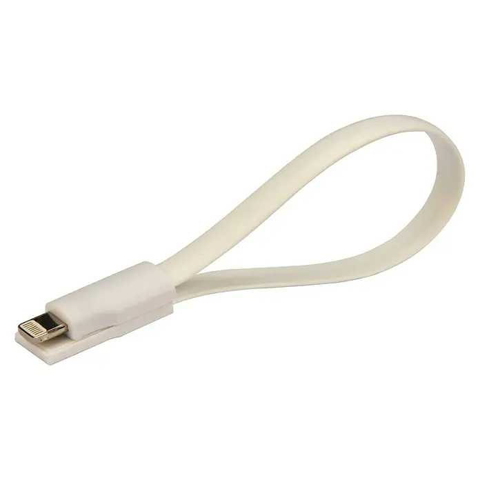 Cartrend USB-Adapterkabel Lightning - Länge: 22 cm, Weiß - Nahaufnahme eines weißen, kurzen USB-Ladekabels mit Lightning-Anschluss auf schwarzem Hintergrund, ideal für unterwegs.