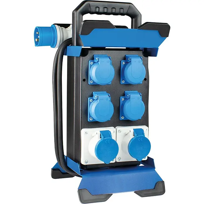 as-schwabe Baustromverteiler Camping Stromverteiler STECKY 14 - Anzahl CEE-Steckdosen: 2 Stk., Anzahl Steckdosen Schuko: 4 Stk., IP44