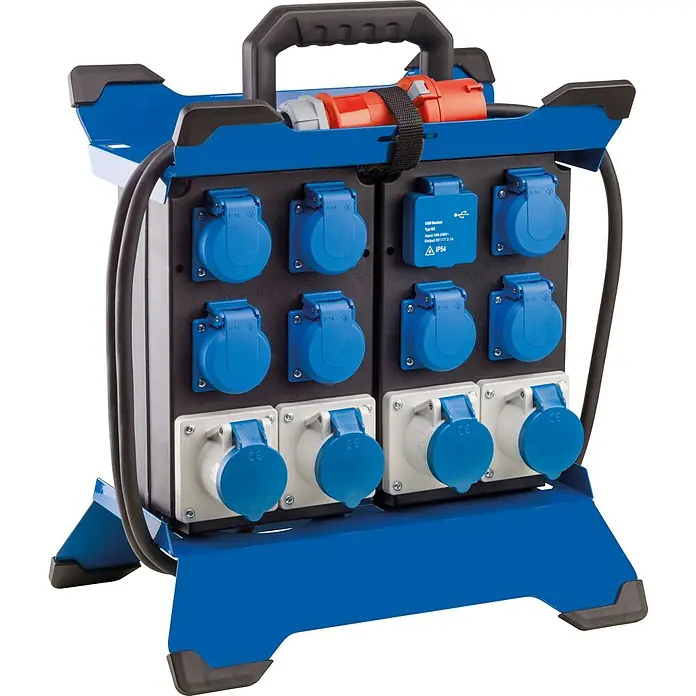 as-schwabe Baustromverteiler Camping Stromverteiler STECKY DUO 8 - Anzahl CEE-Steckdosen: 4 Stk., Anzahl Steckdosen Schuko: 7 Stk., IP44