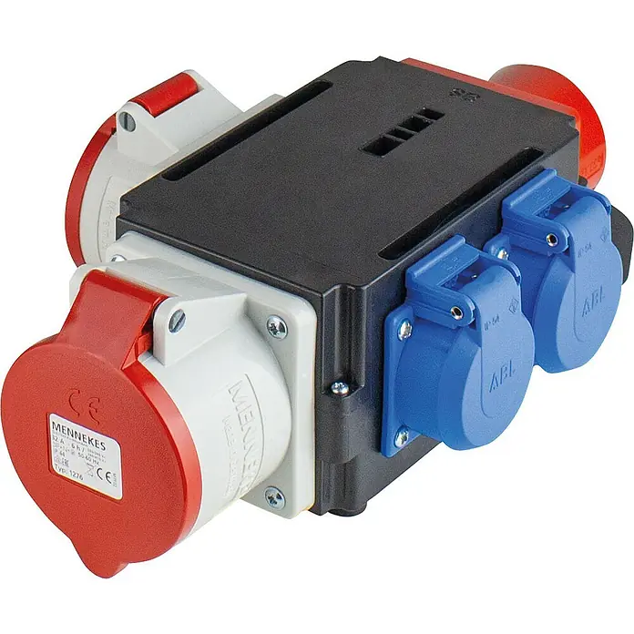as-schwabe Baustromverteiler MIXO-Adapter DONAU - Anzahl CEE-Steckdosen: 2 Stk., Anzahl Steckdosen Schuko: 2 Stk., IP44