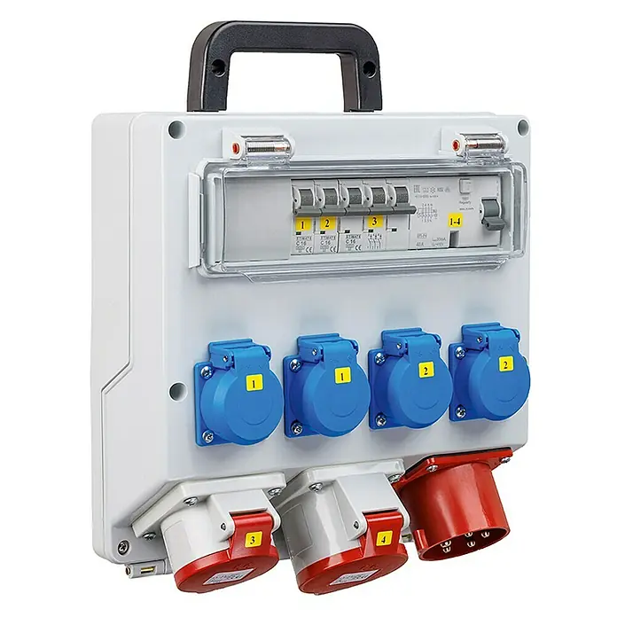 as-schwabe Baustromverteiler Wandverteiler FIXO 4 - Anzahl CEE-Steckdosen: 2 Stk., Anzahl Steckdosen Schuko: 4 Stk., IP44