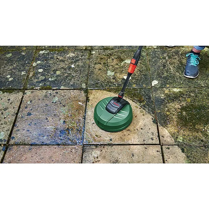 Bosch Terrassenreiniger Aquasurf 250 - Durchmesser: 250 mm, Passend für: Bosch Hochdruckreiniger Aquatak-Serie - Grüner und schwarzer Bosch Flächenreiniger reinigt verschmutzte Terrassenplatten und legt eine saubere Fläche frei.