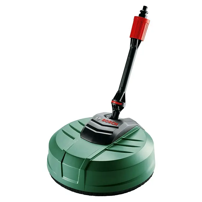 Bosch Terrassenreiniger Aquasurf 250 - Durchmesser: 250 mm, Passend für: Bosch Hochdruckreiniger Aquatak-Serie - Grüner Bosch Flächenreiniger mit schwarzem Griff und rotem Anschluss, ideal für die Terrassenreinigung.