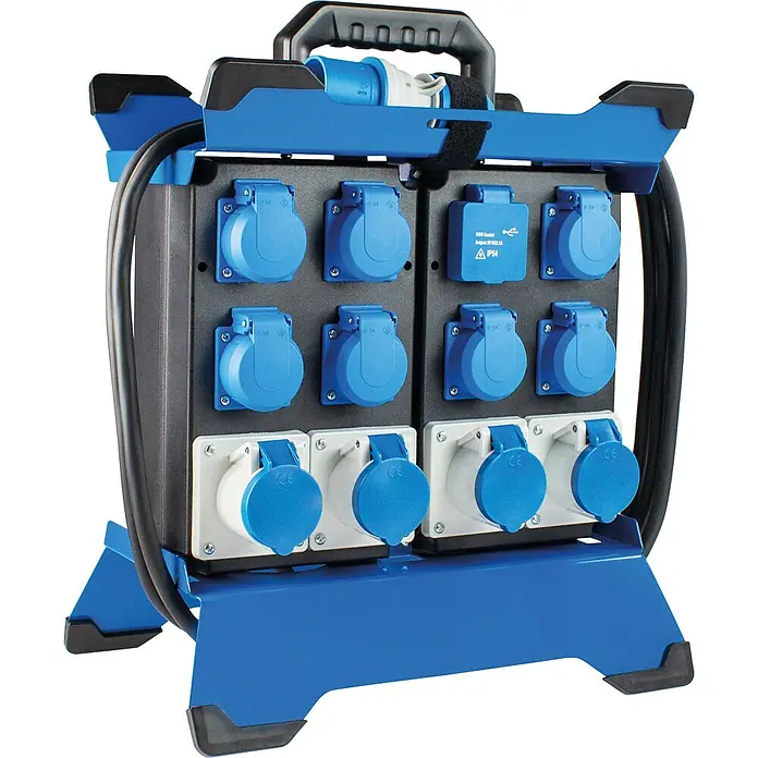 as-schwabe Baustromverteiler Camping Stromverteiler STECKY DUO 5 - Anzahl CEE-Steckdosen: 4 Stk., Anzahl Steckdosen Schuko: 7 Stk., IP44