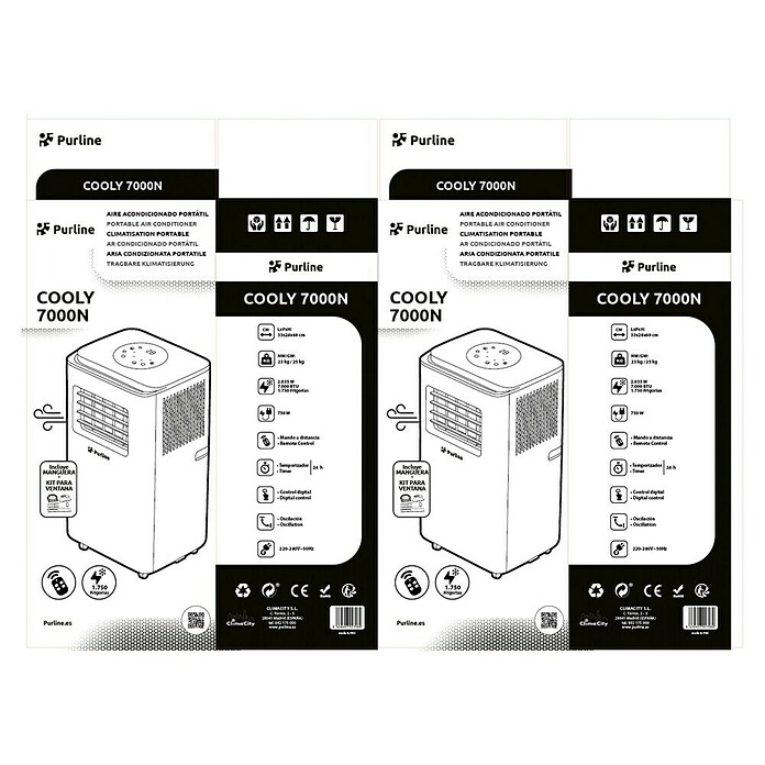 Purline Aire acondicionado portátil Cooly (2.050 W, Tamaño de la estancia: 15 m², Blanco) | BAUHAUS