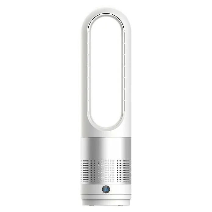 Purline Venty Ventilador de torre Marín - 30 W, Blanco, 56 cm - Ventilador/purificador de aire blanco y plateado sin aspas con pantalla digital '08'.