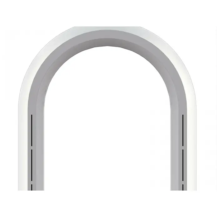Purline Venty Ventilador de torre - 30 W, Blanco, 105 cm - Bucle arqueado blanco en forma de U de un purificador de aire con ranuras verticales oscuras en los laterales.