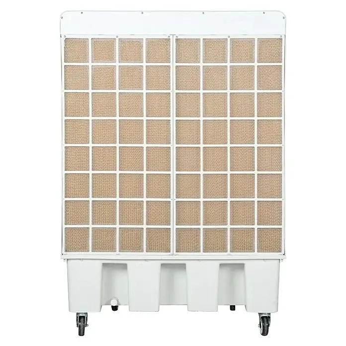 Purline Rafy Climatizador evaporativo 350 - 750 W, Potencia de aire: 22.000 m³/h, Blanco, Altura: 170 cm - Enfriador de aire evaporativo blanco con filtros de rejilla beige y ruedas.