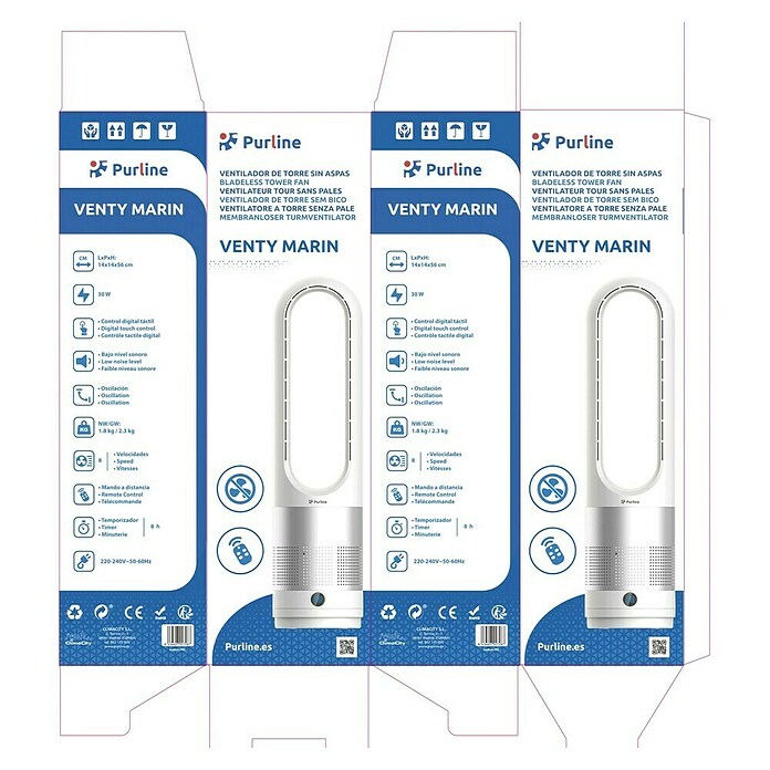 Purline Venty Ventilador de torre Marín (30 W, Blanco, 56 cm) | BAUHAUS