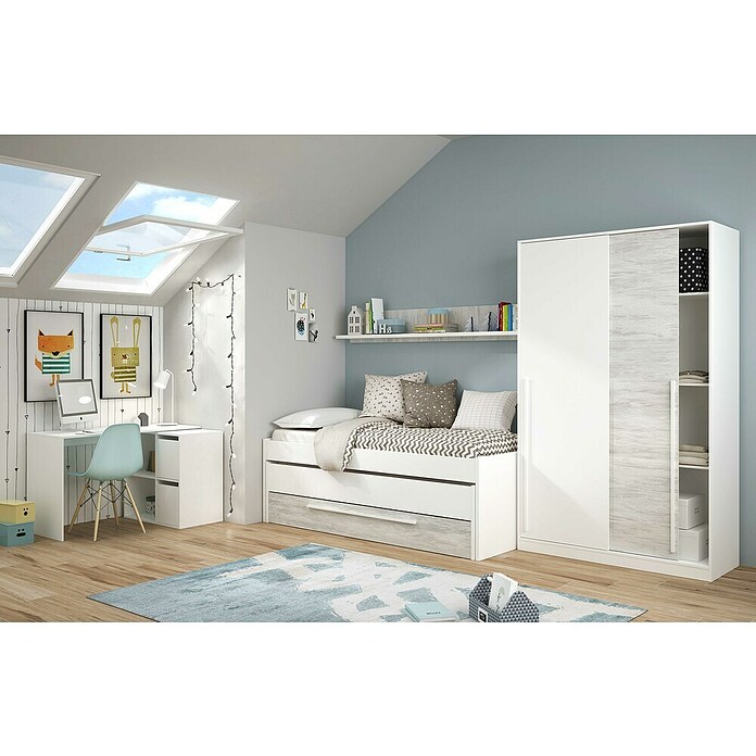 Armario de puertas correderas Indira (L x An x Al: 50 x 120 x 200 cm, Blanco Artik/Blanco Velho, Espesor: 15 mm) | BAUHAUS