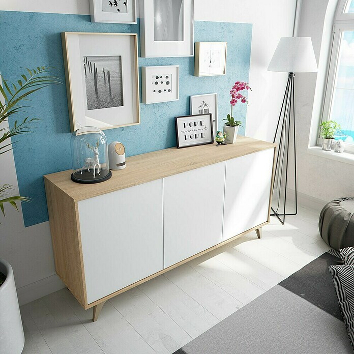 Conjunto mueble de salón Kikua Plus (Roble Canadian/Blanco Artik, 2 pzs.) | BAUHAUS