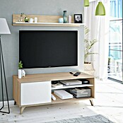 Mueble para TV con estante Kikua Plus (Roble Canadian/Blanco Artik, 2 pzs.) | BAUHAUS