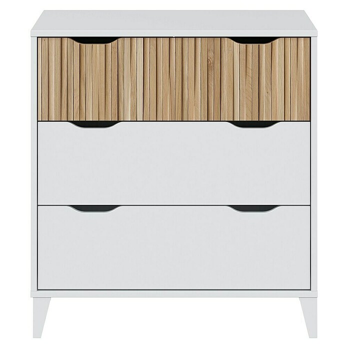 Cómoda Noite (L x An x Al: 40 x 70,5 x 76 cm, Blanco Artik/Natur, Número de cajones: 3 ud.) | BAUHAUS