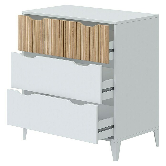 Cómoda Noite (L x An x Al: 40 x 70,5 x 76 cm, Blanco Artik/Natur, Número de cajones: 3 ud.) | BAUHAUS