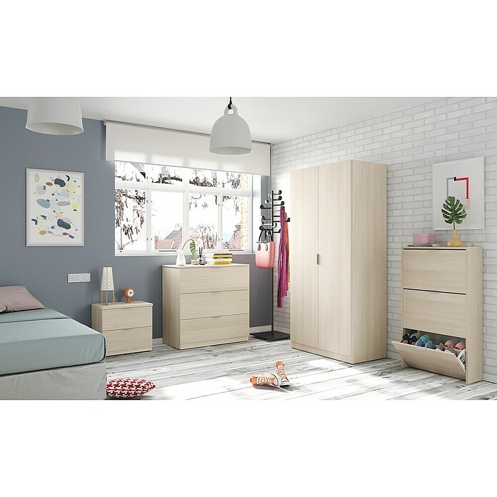 Mesita de noche Finn (L x An x Al: 33,5 x 38 x 45 cm, Roble, Número de cajones: 2 ud.) | BAUHAUS