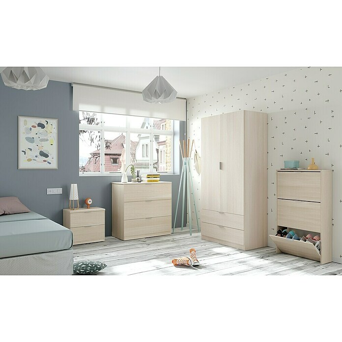 Mesita de noche Finn (L x An x Al: 33,5 x 38 x 45 cm, Roble, Número de cajones: 2 ud.) | BAUHAUS