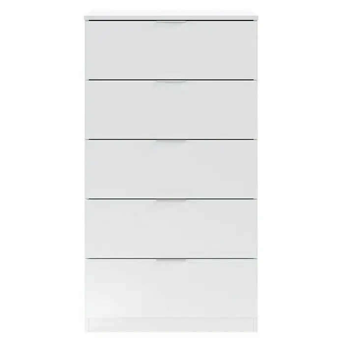 Cómoda 007845A - L x An x Al: 40 x 60 x 110 cm, Blanco Artik, Número de cajones: 5 ud. - Cómoda blanca con cinco cajones y tiradores empotrados.