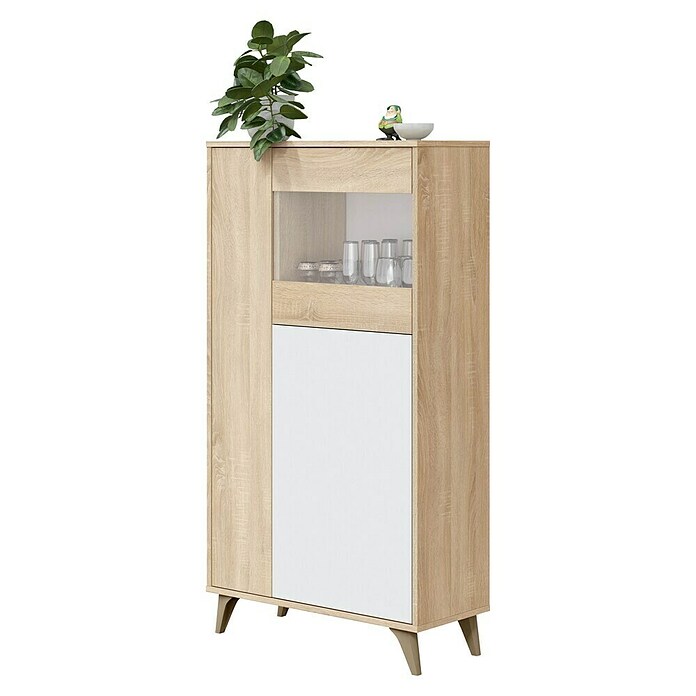 Conjunto mueble de salón Kikua Plus (Roble Canadian/Blanco Artik, 3 pzs.) | BAUHAUS