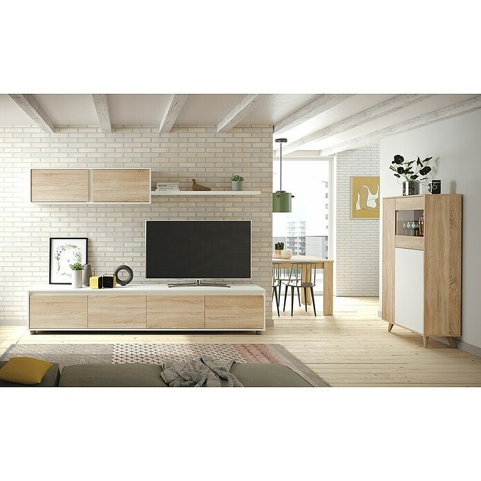 Conjunto mueble de salón Kikua Plus (Roble Canadian/Blanco Artik, 3 pzs.) | BAUHAUS
