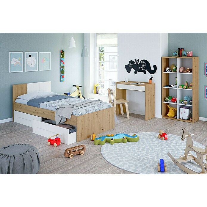 Estantería de madera Noa (L x An x Al: 33 x 71,5 x 137 cm, Roble Nodi/Blanco Artik, Vertical/Horizontal) | BAUHAUS