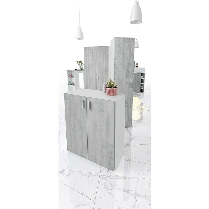 Armario multiusos de madera Tidy (L x An x Al: 37 x 41 x 182 cm, Blanco Artik/Cemento, Espesor: 15 mm) | BAUHAUS