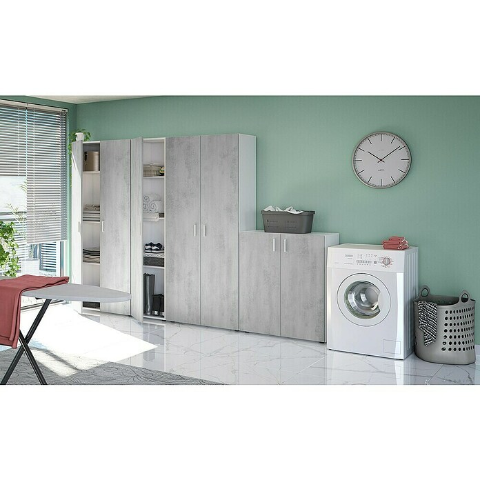 Armario multiusos de madera Tidy (L x An x Al: 37 x 41 x 182 cm, Blanco Artik/Cemento, Espesor: 15 mm) | BAUHAUS