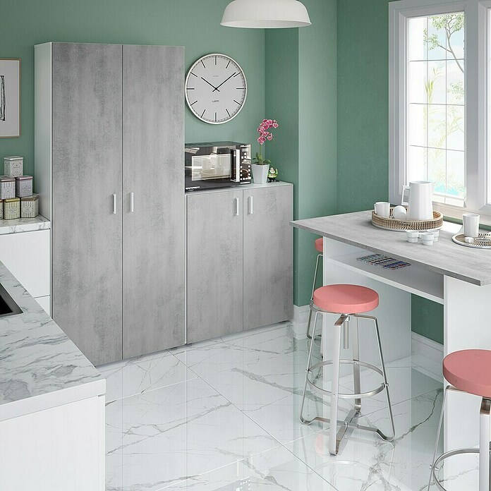 Armario multiusos de madera Tidy (L x An x Al: 37 x 80 x 182 cm, Blanco Artik/Cemento) | BAUHAUS