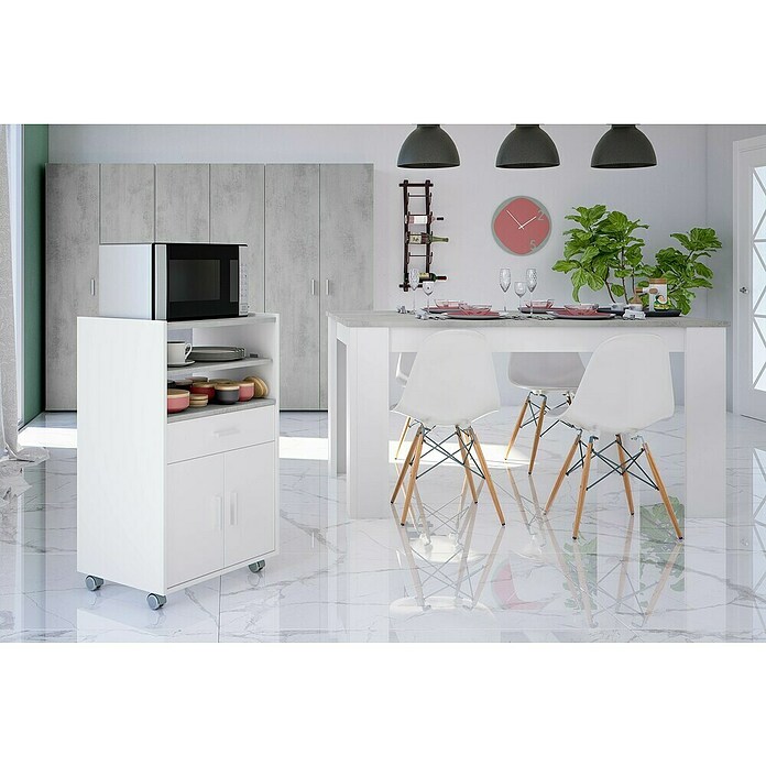 Armario multiusos de madera Tidy (L x An x Al: 37 x 80 x 182 cm, Blanco Artik/Cemento) | BAUHAUS