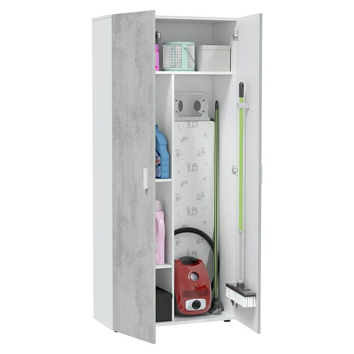 Armario multiusos de madera Tidy (L x An x Al: 37 x 80 x 182 cm, Blanco Artik/Cemento) | BAUHAUS