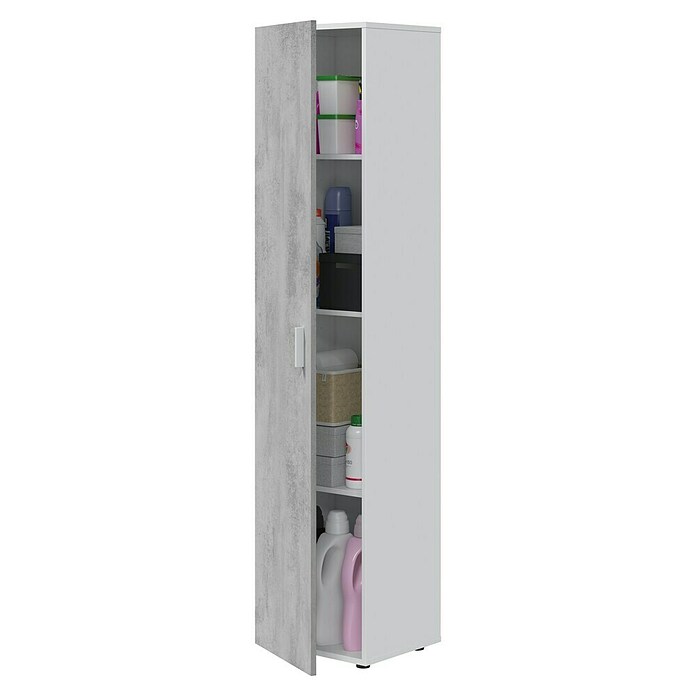 Armario multiusos de madera Tidy (L x An x Al: 37 x 41 x 182 cm, Blanco Artik/Cemento, Espesor: 15 mm) | BAUHAUS