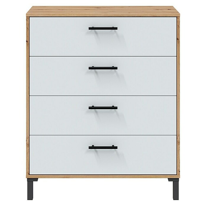 Cómoda Velvet (L x An x Al: 40 x 77,5 x 94 cm, Roble Nodi/Blanco Artik, Número de cajones: 4 ud.) | BAUHAUS