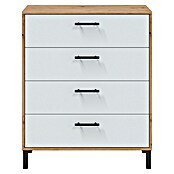 Cómoda Velvet (L x An x Al: 40 x 77,5 x 94 cm, Roble Nodi/Blanco Artik, Número de cajones: 4 ud.) | BAUHAUS