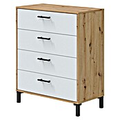 Cómoda Velvet (L x An x Al: 40 x 77,5 x 94 cm, Roble Nodi/Blanco Artik, Número de cajones: 4 ud.) | BAUHAUS