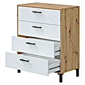Cómoda Velvet (L x An x Al: 40 x 77,5 x 94 cm, Roble Nodi/Blanco Artik, Número de cajones: 4 ud.) | BAUHAUS