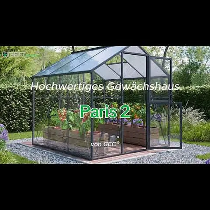 Geo garden Gewächshaus Paris 2 - Außenmaß inkl. Dachüberstand (B x T): 236,6 x 232,1 cm, Anthrazit - Gewchshaus Paris 2 - GEOGarden