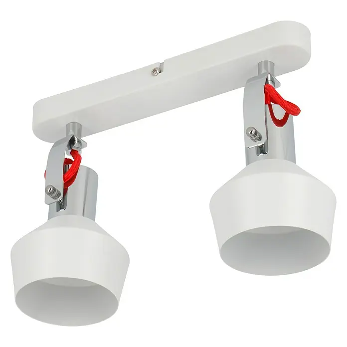 Tween Light Deckenstrahler Grado - 8 W, L x B x H: 26 x 9,5 x 19,2 cm, Weiß, E14 - Nahaufnahme einer weißen Deckenleuchte mit zwei Strahlern, die modernes Design und Funktionalität vereint. Perfekt für stilvolle Innenräume.