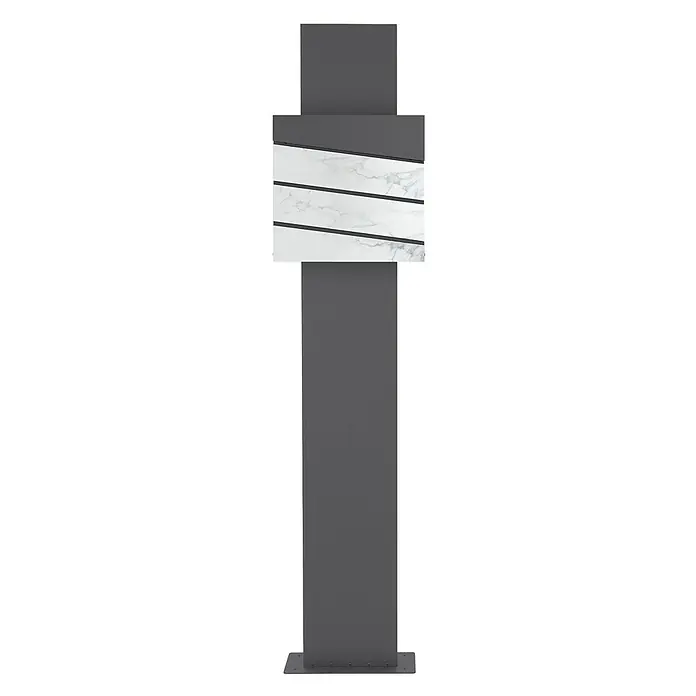 ML-Design Standbriefkasten Briefkasten Postkasten mit Zeitungsfach, inkl. Standfuß - L x B x H: 37 x 26 x 170 cm, Anthrazit, Weiß, Edelstahl, Zeitungsfach