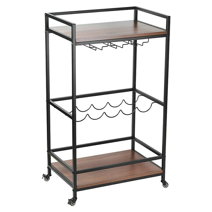 Weinregal (L x B x H: 36 x 54 x 94 cm, Metall, Schwarz/Braun) | BAUHAUS