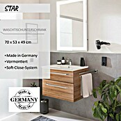Camargue Star Waschtischunterschrank (47 x 70 x 52 cm, Mit Beleuchtung, Berg Eiche, Matt)