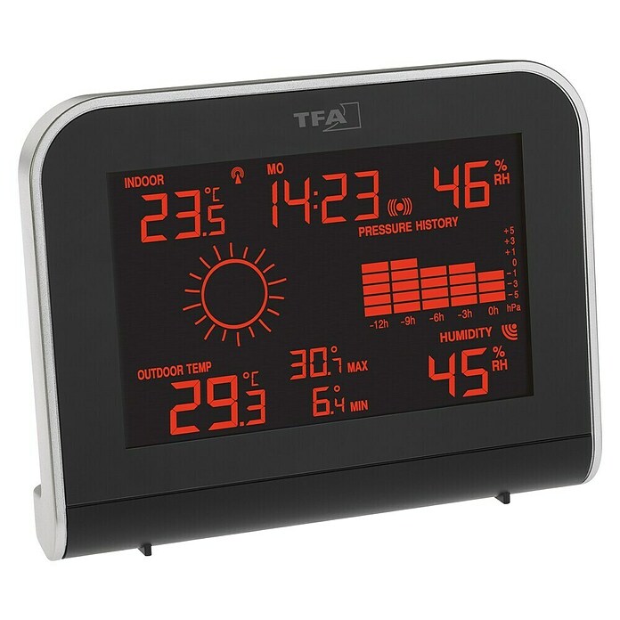 TFA Dostmann Funkwetterstation Sphere (L x B x H: 14,8 x 5,3 x 11,7 cm, Kunststoff, Schwarz) | BAUHAUS