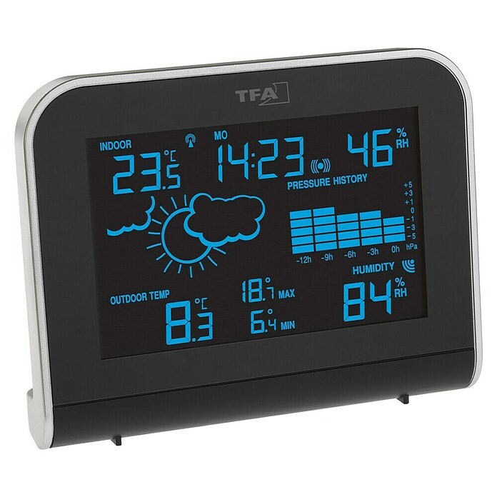 TFA Dostmann Funkwetterstation Sphere (L x B x H: 14,8 x 5,3 x 11,7 cm, Kunststoff, Schwarz) | BAUHAUS