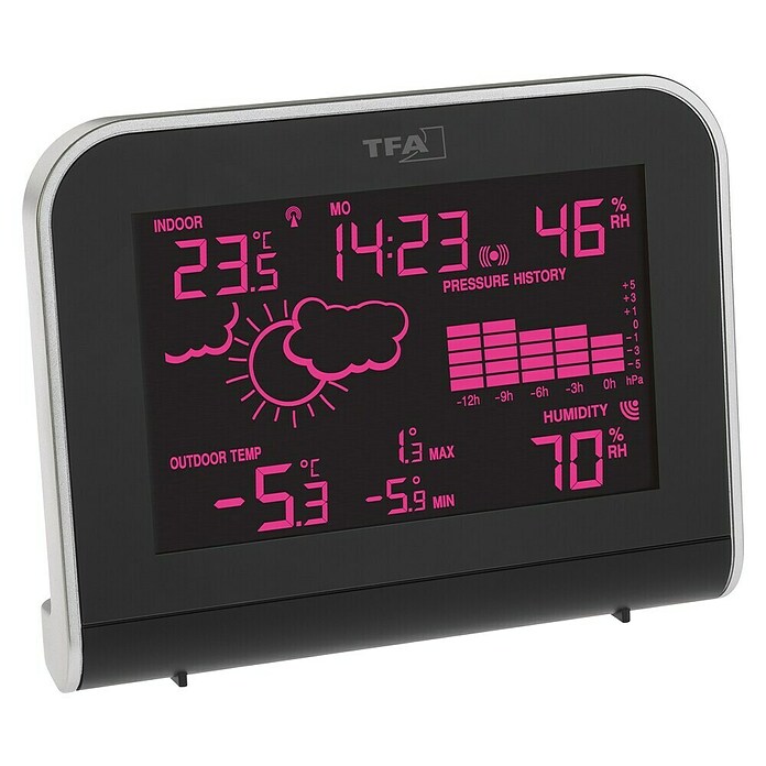 TFA Dostmann Funkwetterstation Sphere (L x B x H: 14,8 x 5,3 x 11,7 cm, Kunststoff, Schwarz) | BAUHAUS