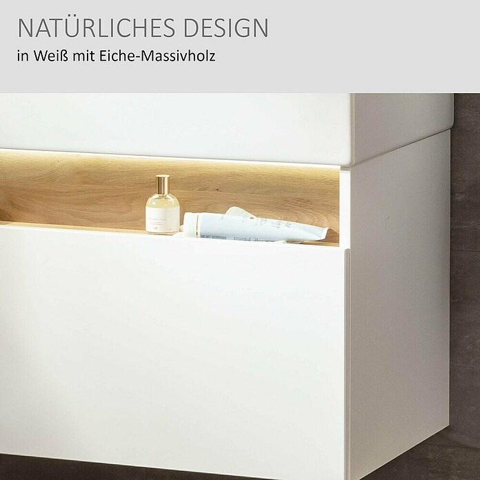 Camargue Nature Waschtischunterschrank (100 x 45 x 46 cm, Weiß/Eiche) | BAUHAUS