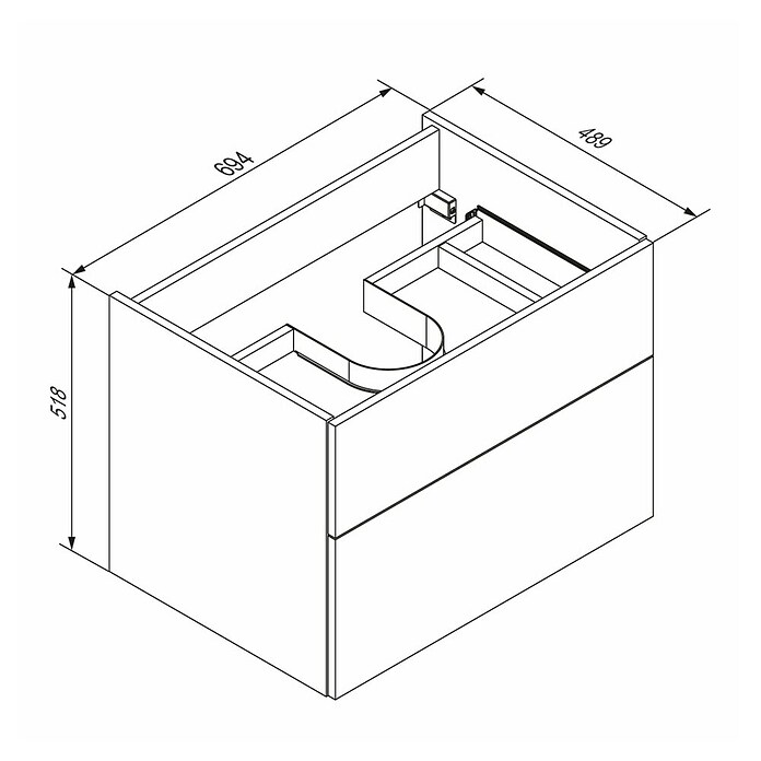 Camargue Star Waschtischunterschrank (69,4 x 48,9 x 51,8 cm, Schwarz, Ohne Beleuchtung) | BAUHAUS